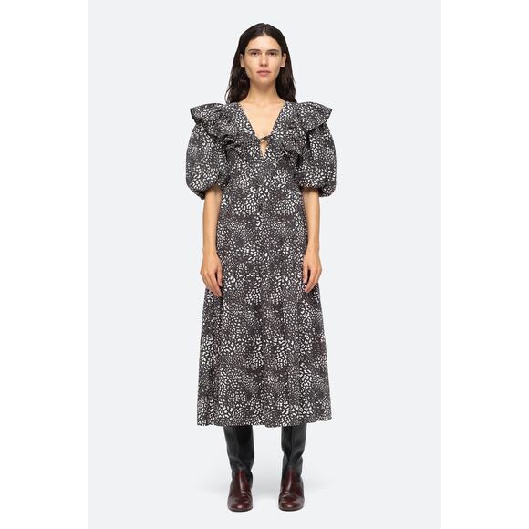 Sea NY Calla Puff Sleeve Cotton Poplin Midi Dress Size 2 - Picture 1 of 9